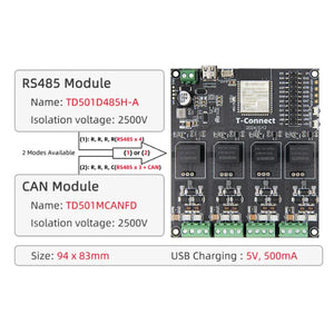 LILYGO T-Connect S3 2.4Ghz Wi-Fi BLE5 RS485 CAN Dev Board-7