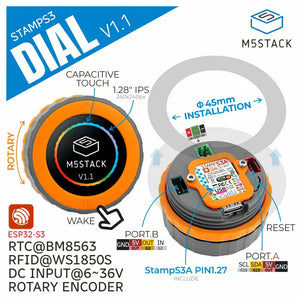 M5Stack Dial v1.1 - ESP32-S3 Smart Rotary Knopf mit 1,28 Zoll Rund-Touchscreen-2