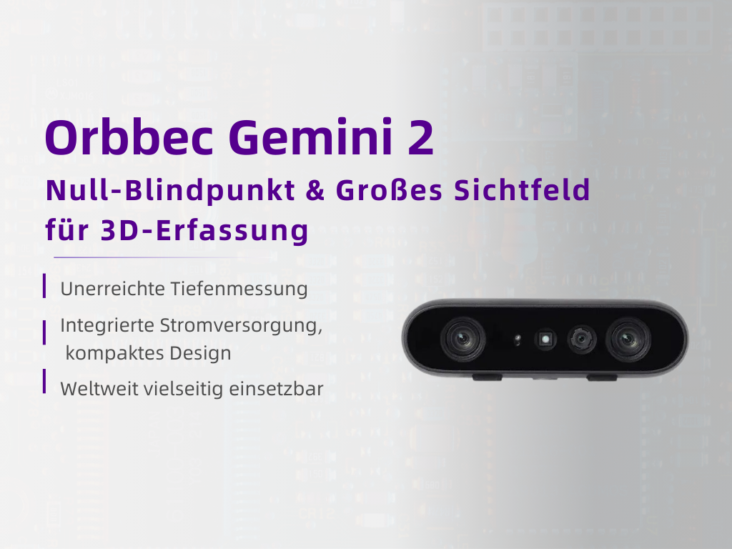 Orbbec Gemini 2: Strukturiertes Licht neu gedacht: Binokulare 3D-Kamera der neuen Generation für Tiefenmessung bis 10 Meter ohne Blindpunkte und mit großem Sichtfeld