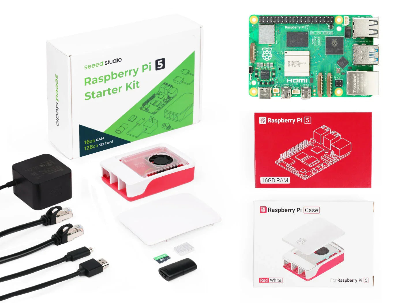 Seeed Studio Raspberry Pi 5 Starter-Kit 4/8/16GB RAM 128GB Micro-SD-Karte