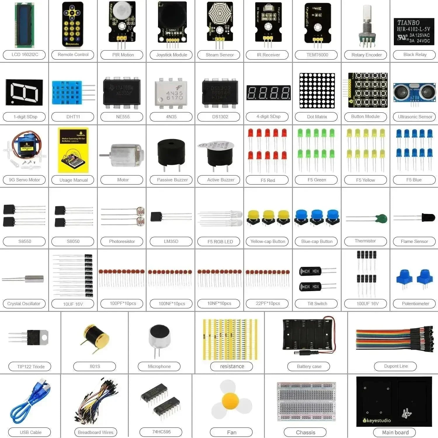 KeyeStudio Arduino Starter Kit - 32 Projekte Elektronik Lernset für Anfänger-2