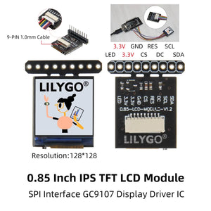LILYGO T-0.85 Inch LCD Module GC9107 Full Color IPS-6