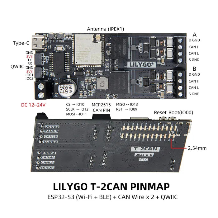 LILYGO T-2CAN ESP32S3 Controller with Dual CAN FD & QWIIC Interface-7