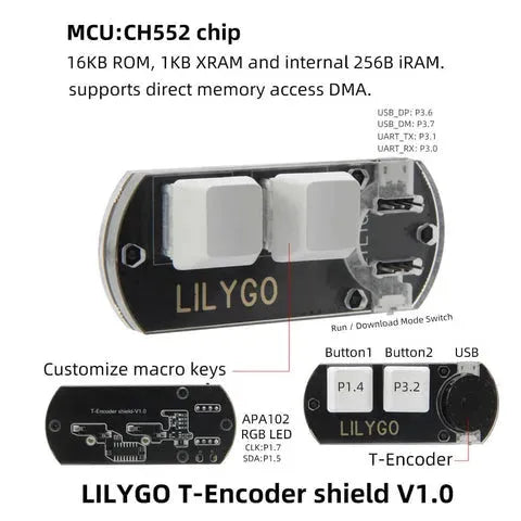 LILYGO T-Encoder Shield CH552 Macro Keys RGB LED-4