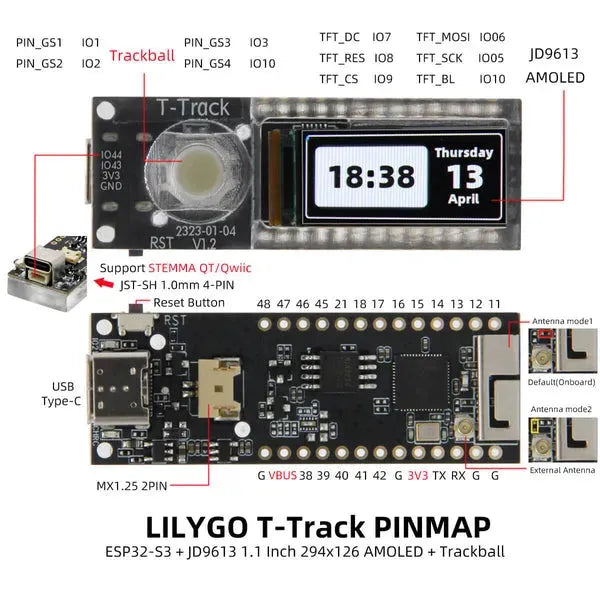LILYGO T-Track Full Viewing Angle Wireless Display Dev Board-5