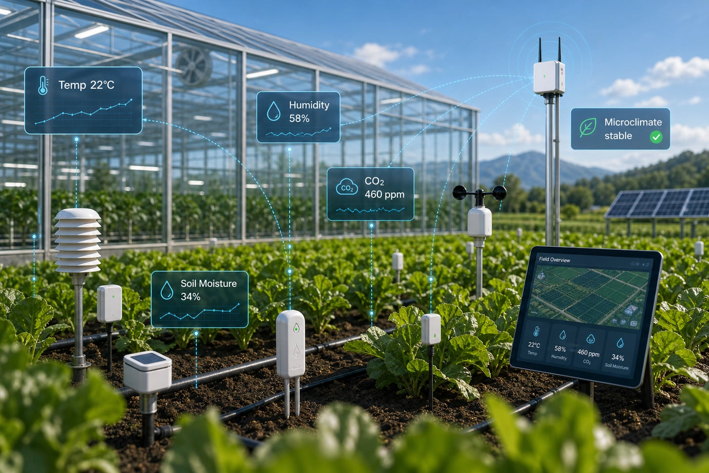 Umweltmonitoring für Landwirtschaft, Gewächshäuser, Lager und Kühlkettenbereiche